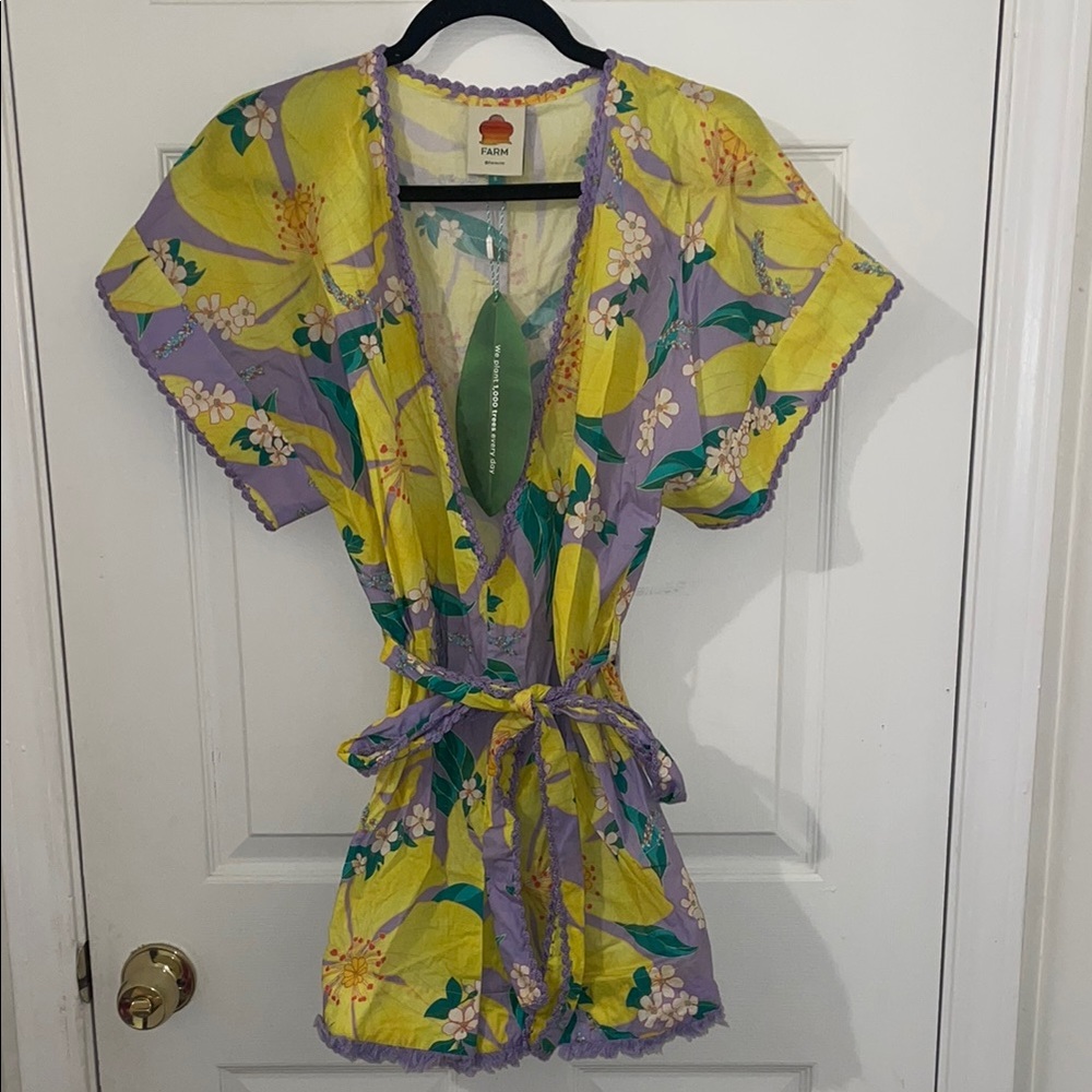 FARM Rio Yellow and Purple Floral Dress